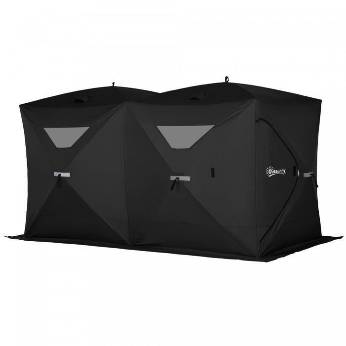 Outsunny 5-8 Person Pop-up Ice Fishing Shelter Tent, Black