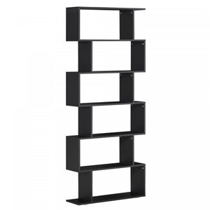 HOMCOM 6 Tier Bookshelf Storage Display Unit Organizer Room Divider Wood Black