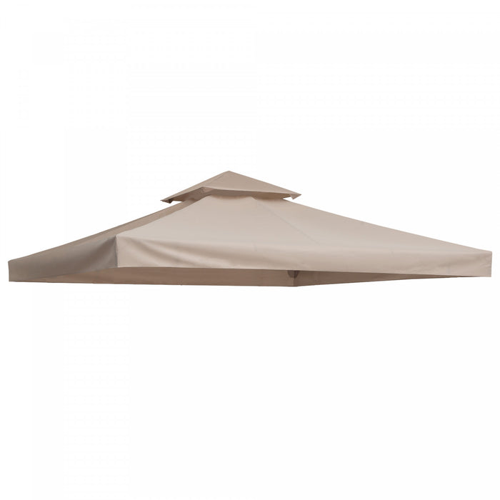 Outsunny 9.8' X 9.8' Square 2-tier Gazebo Canopy Replacement Top Cover Outdoor Garden Sun Shade, Beige