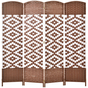 Homcom 4-panel Woven Wicker Room Divider 6ft