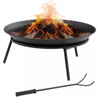 Outsunny Fire Pit, Portable Firepit With Poker, Black