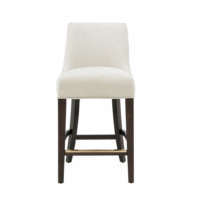 Beever Modern Wood Chenille Counter Stool in Cream