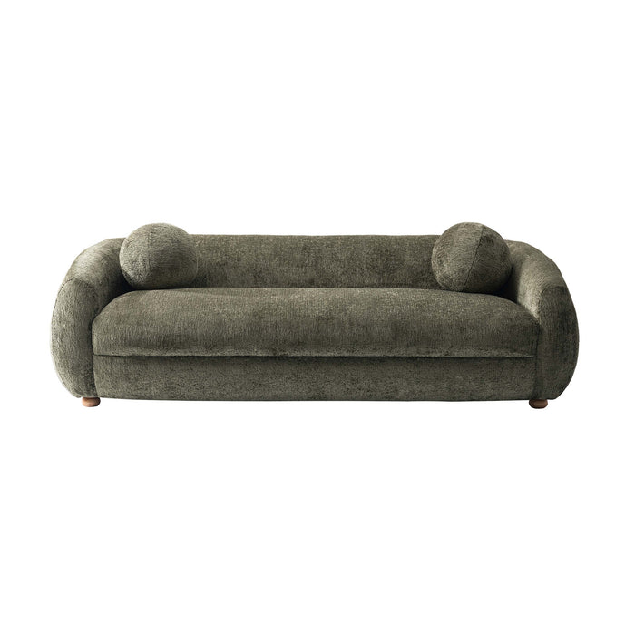 Tribeca Mid-Century Modern 86\" Chenille Sofa in Olive Green