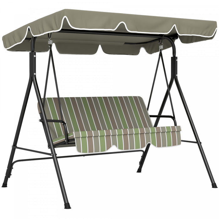 Outsunny 3-seat Patio Swing Chair With Adjustable Canopy Green And Brown
