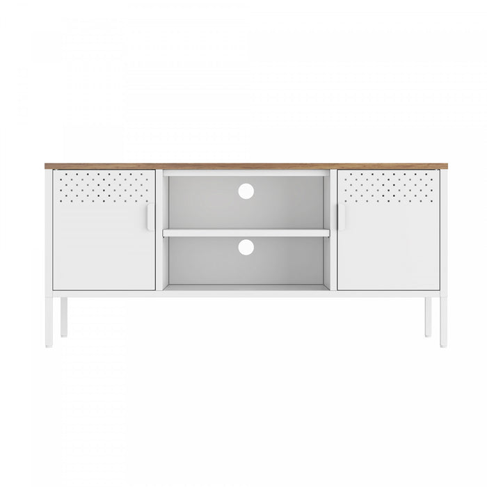 Landen Modern 47\" Metal Storage Cabinet in White Armoire