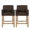 Gabrielle 26\" Seat Height Counter Stools Set Of 2 With Upholstered Fabric And Solid Wood Legs, Brown