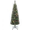 HOMCOM 5 ft Prelit Pencil Christmas Tree with Silver Glitter, Xmas Tree