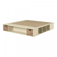 Avilla Storage Platform Bed With Wicker Baskets - Bleached Oak 