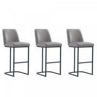 Serena Modern Metal Upholstered Barstool in Taupe - Set of 3 Bar Stool