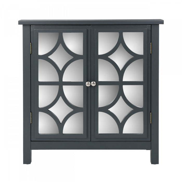 Joyce Solid Firwood Double Door Cabinet With Mirrored Finish,charcoal Grey Accent Cabinet