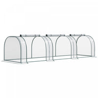 Outsunny 11.5' X 3' X 2.5' Portable Mini Tunnel Greenhouse With 3 Zipped Doors, Portable Small Green