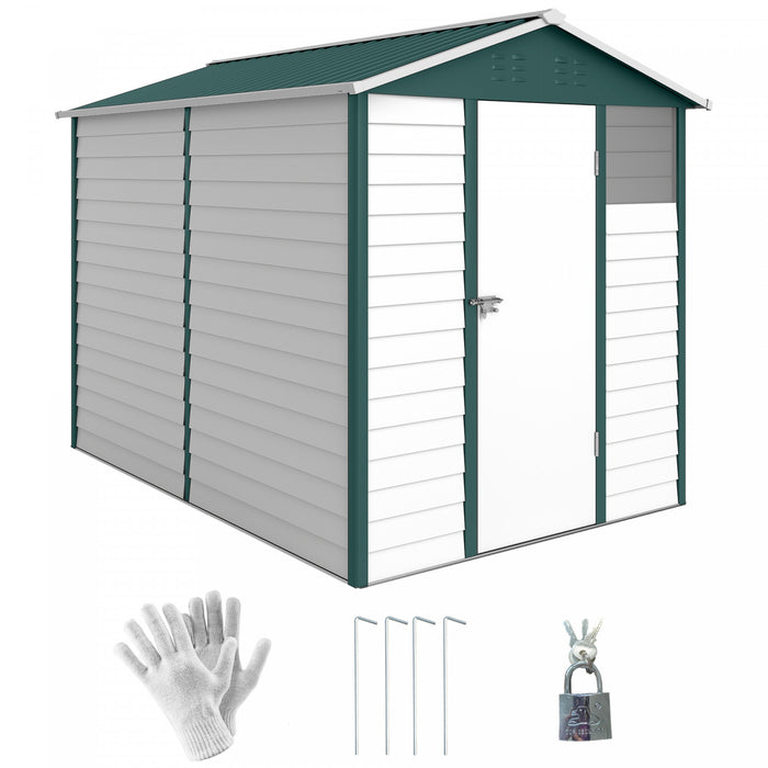 Outsunny 9' x 6' Garden Shed, Metal Outdoor Storage Shed for Yard Green