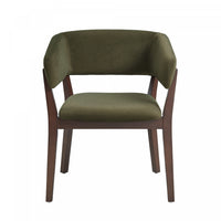 Blake Modern Wood Faux Mohair Armchair in Green 