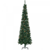 Homcom 7.5ft Artificial Pencil Christmas Tree With Pine Cones
