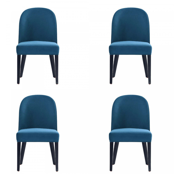 Hillman Modern Wood Upholstered Dining Chair in Blue - Set of 4