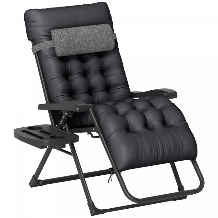 Outsunny Padded Zero Gravity Chair, Folding Recliner Chair, Black