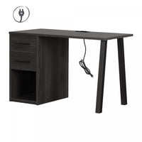 Zolten Computer Office Desk with Power Bar - Grey Oak