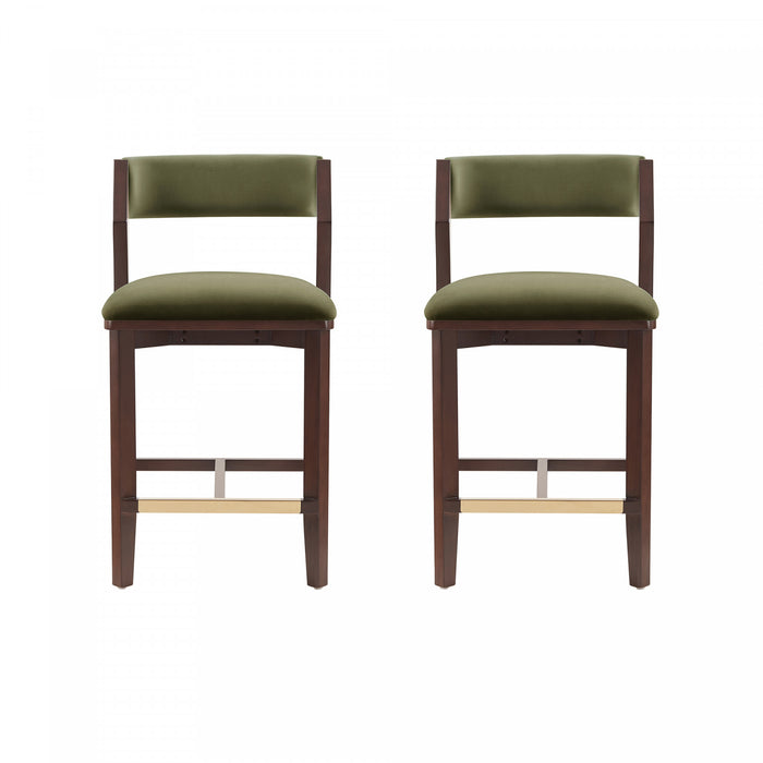 Patricia Modern Wood Upholstered Counter Stool in Turtle Green - Set of 2