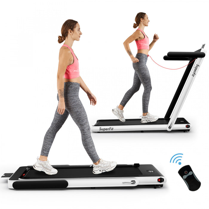 Superfit 2.25hp 2 In 1 Folding Treadmill W/ App Speaker Remote Control White
