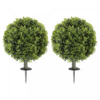 HOMCOM 2PC Artificial Boxwood Topiary Balls, Fake Plants with Ground Stake