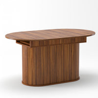 Noah Extendable Oval Dining Table with Striped Legs,Brown 