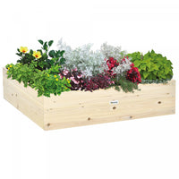 Outsunny Wooden Raised Garden Bed Kit, Elevated Planter Box With Bed Liner For Backyard, Patio To Gr