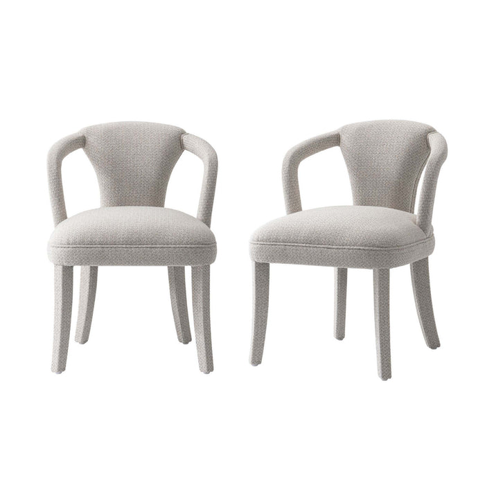 Palmer Mid-Century Modern Upholstered Tweed Armchair in Silver Lining - Set of 2 Dining Chair
