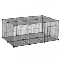 Pawhut Pet Playpen Small Animal Cage 22 Panels, Portable Metal Wire Fence With Door For Bunny Guinea