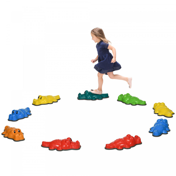 Outsunny Stepping Stones Kids, 9pcs Anti-slip Edge Balance Stepping Stones Obstacle Course Coordination Game, Indoor Outdoor Play Equipment Toys For 3-8 Years Old, Stackable