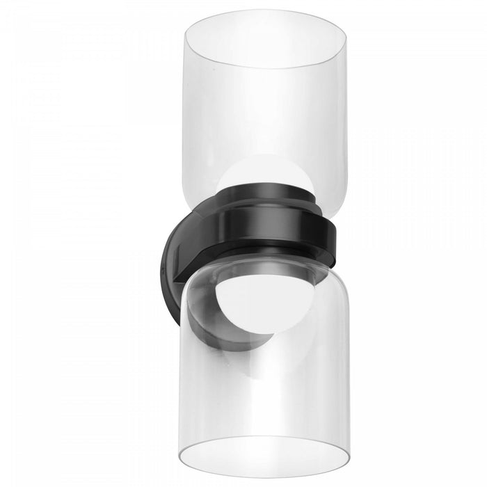 Dainolite Nadine 2 Light LED Sconce 20w Matte Black Clear Glass Lamp