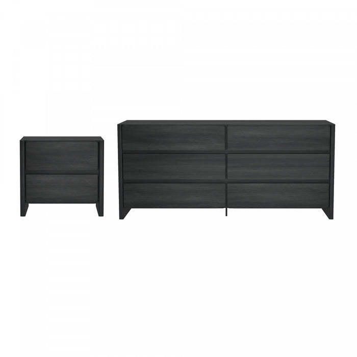 Linda Modern 2-Piece Dresser and Nightstand in Charcoal Gray