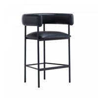 Onda Contemporary Vegan Leather Metal Counter Stool in Black 