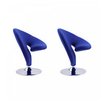 Curl Modern Wool Blend Swivel Lounge Chair in Blue - Set of 2 