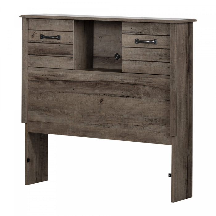 Ulysses Bookcase Headboard with Storage and Sliding Doors Fall Oak - South Shore