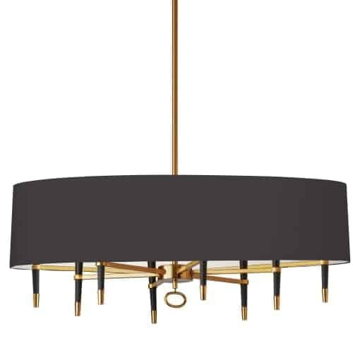 Dainolite Langford 8 Light Horizontal Chandelier Vintage Bronze Black Shade Lamp