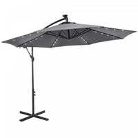 Outsunny 10ft Outdoor Cantilever Umbrella With Solar Lights Dark Gray