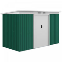 Outsunny 9'x4' Garden Storage Shed Galvanized Steel Tool House, Dark Green