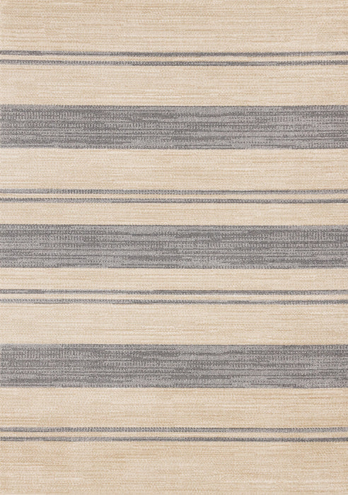 Covington Beige Grey Striped Design Rug, 6'7\" x 9'10\" Indoor Area Rug