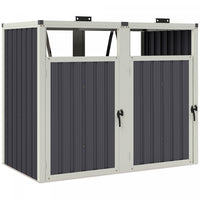 Outsunny Double Garbage Bin Shed, Lockable Storage Shed With Openable Lid