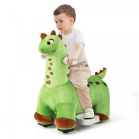 Costway 6v Kids Ride On Dinosaur With Padded Sea Foot Pedal Music Forward & Wheels