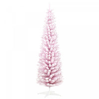 Homcom Pencil Artificial Christmas Tree With Snow-flocked Branches