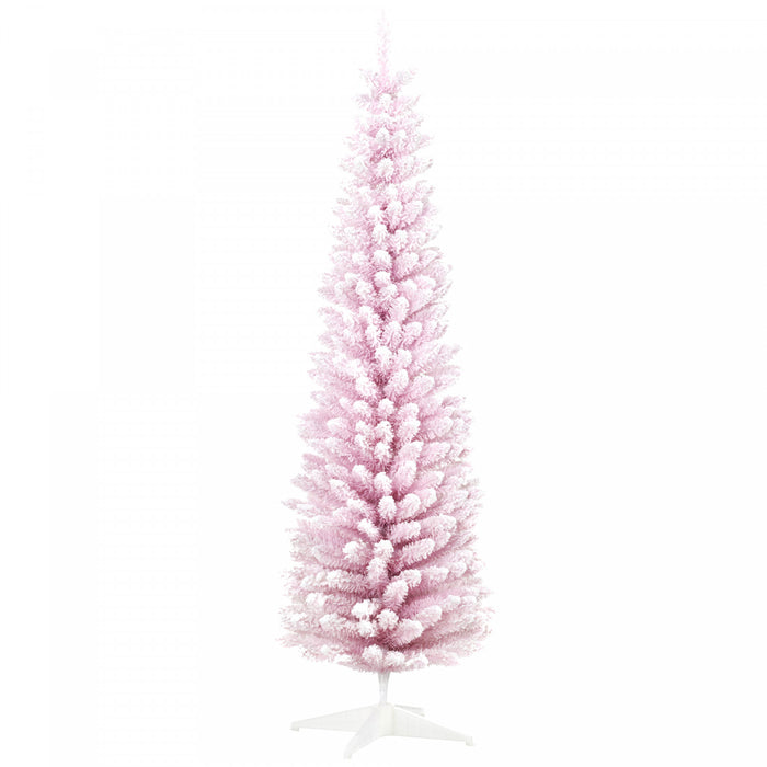 Homcom Pencil Artificial Christmas Tree With Snow-flocked Branches