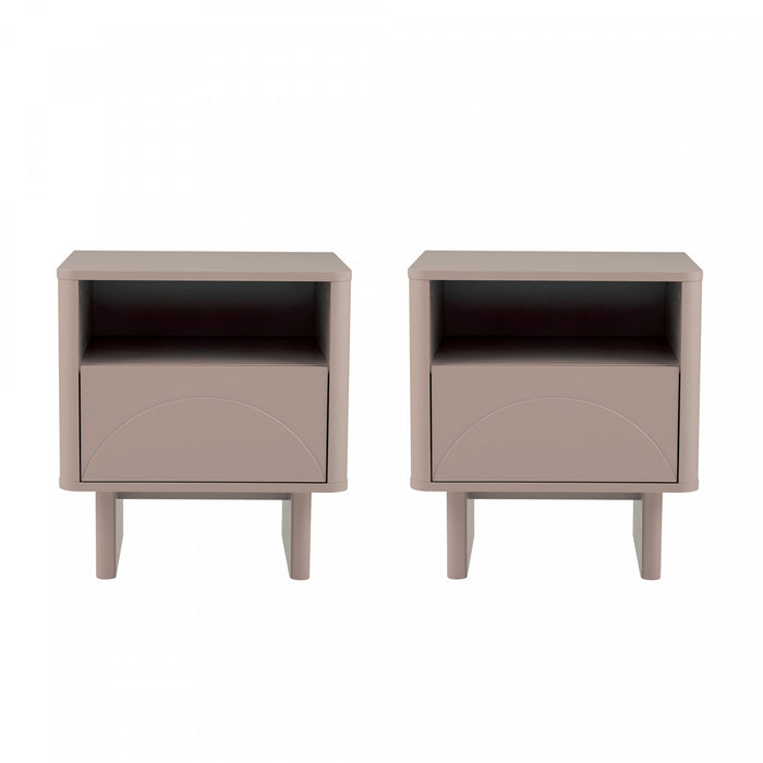 Ella Modern 20\" Nightstand in Mocha (1-Drawer) - Set of 2
