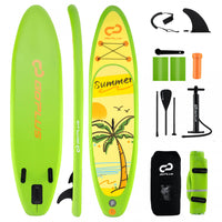 Goplus Small Inflatable Sup Board, Portable Paddle Board With 5d Rings Stand Up Paddle Board For Youth & Adult Green
