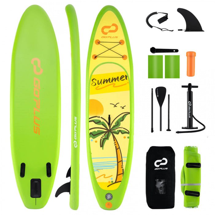 Goplus Small Inflatable Sup Board, Portable Paddle Board With 5d Rings Stand Up Paddle Board For Youth & Adult Green