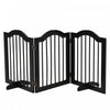 Pawhut Freestanding Pet Gate For Dogs 24\" Tall Foldable Dog Gates Indoor Wooden Barrier 3 Panels With 2 Support Feet, For Doorway Stairs, Black