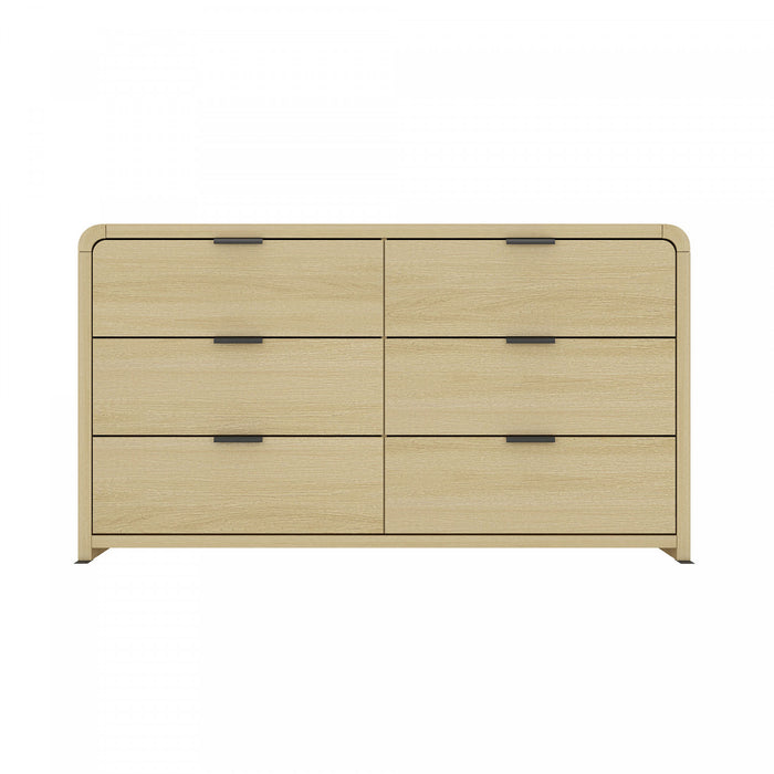 Grace Modern 60\" Dresser in Natural Oak (6-Drawer)