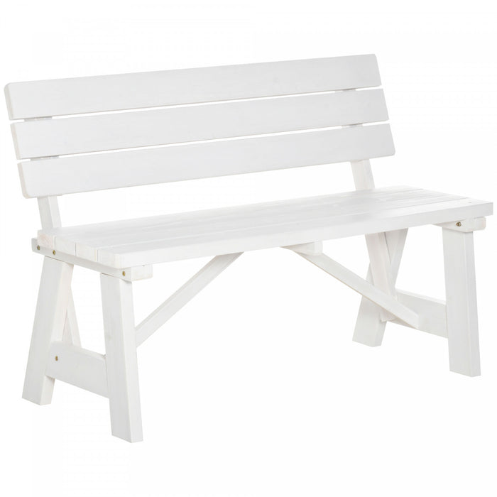 Outsunny Wooden Garden Bench For Outdoor,white