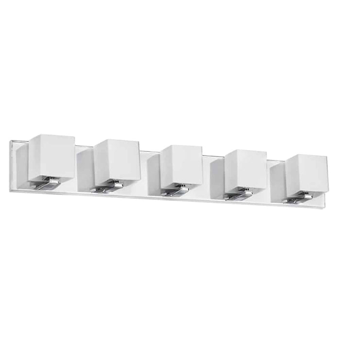 Dainolite Verona 5 Light Vanity Light Polished Chrome Finish White Glass Shade Lamp