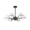 Dainolite Sofia 6 Light Chandelier Matte Black White Opal Glass Lamp